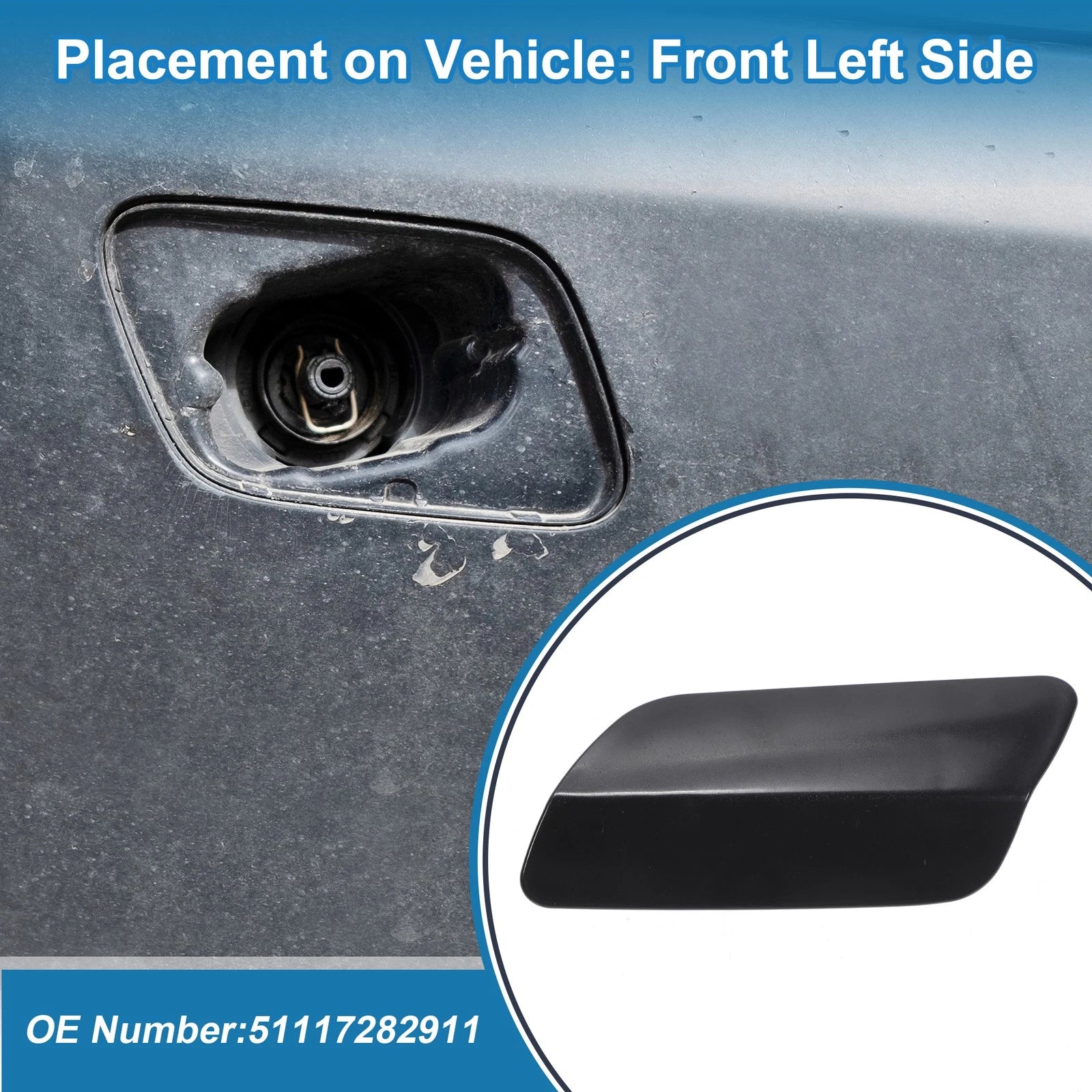 Front Left Headlight Washer Nozzle Cover for BMW 640i (2012–2015)