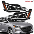 Set of 2 Headlights for Hyundai Elantra (2019–2020) Black Housing