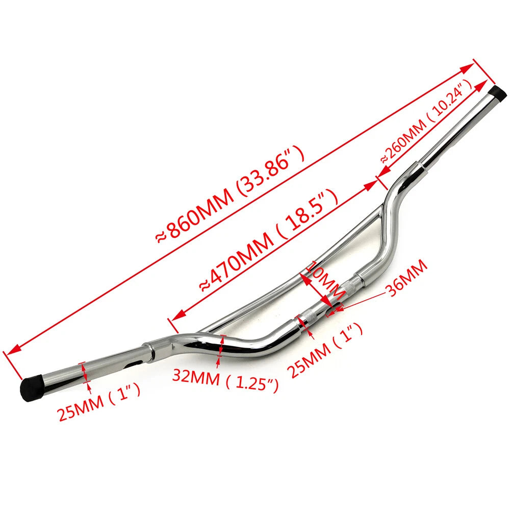 1.25" Drag Flat Bar Handlebar for Harley Sportster Softail Dyna (XL1200X)