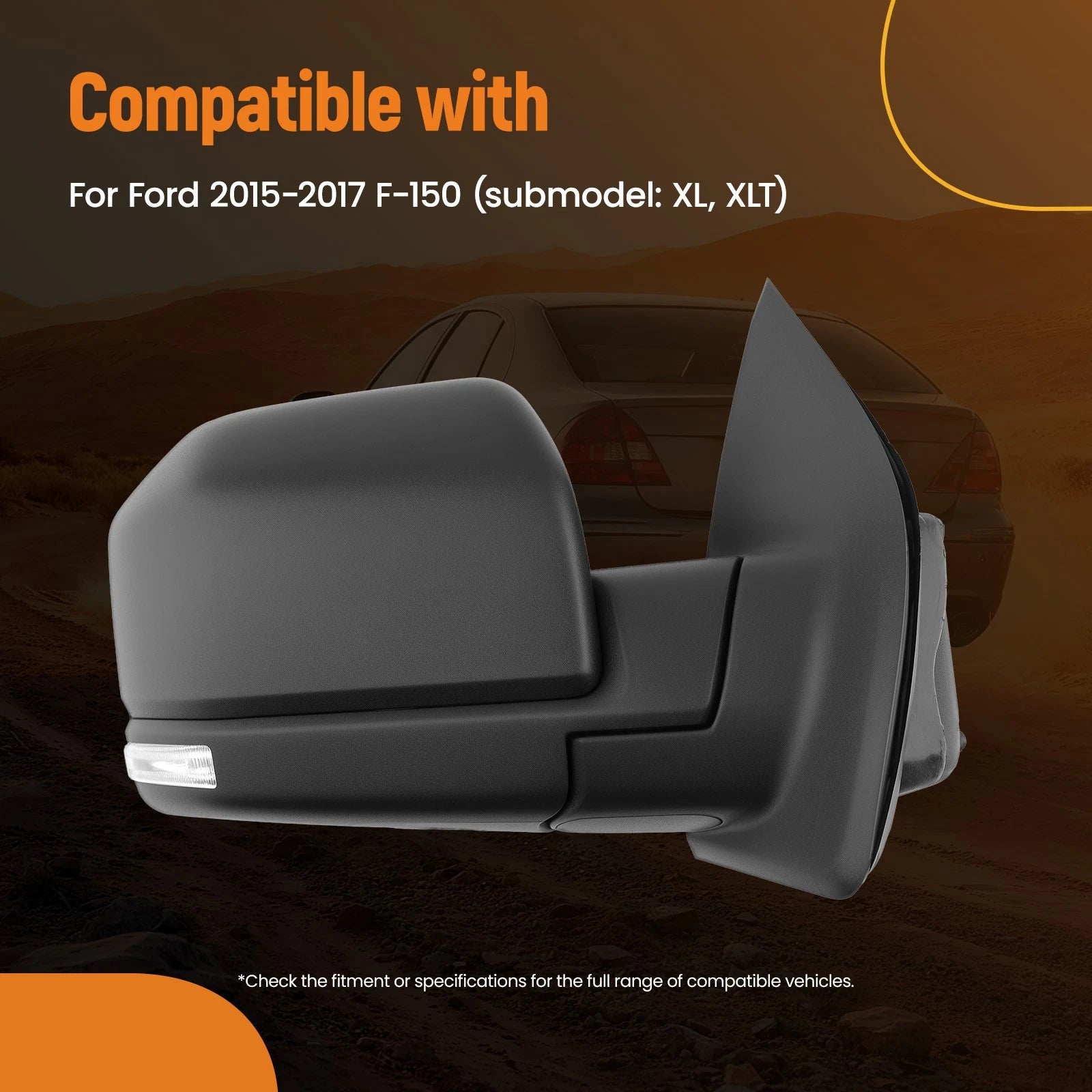 Heated Power Mirror for Ford F-150 XL (2015–2017) FL3Z17683DD Signal Blind
