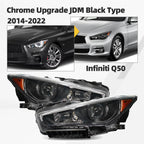 Set of 2 Chrome LED Headlights for Infiniti Q50 (2014–2022) w/o AFS