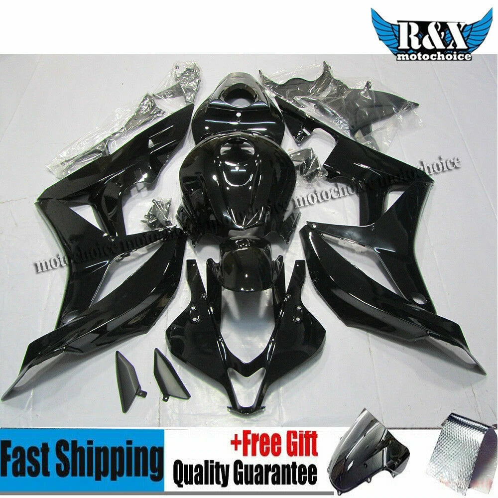 Glossy Black Fairing Kit for Honda CBR600RR (2007–2008) ABS Body Work