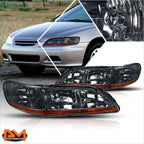 Smoked Housing Headlights & Amber Side Corner Lamps for Honda Accord (1998–2002)