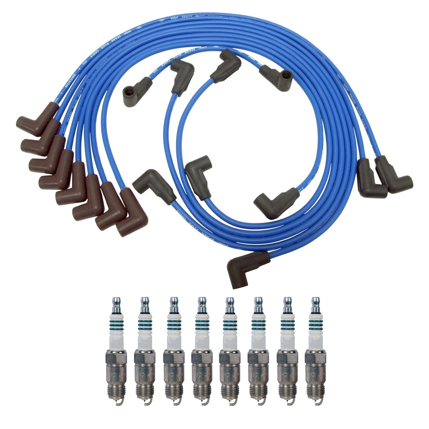 NGK 7mm Wire Set & Denso Iridium Spark Plug Kit for C1500 Tahoe Sierra (1995–2000)