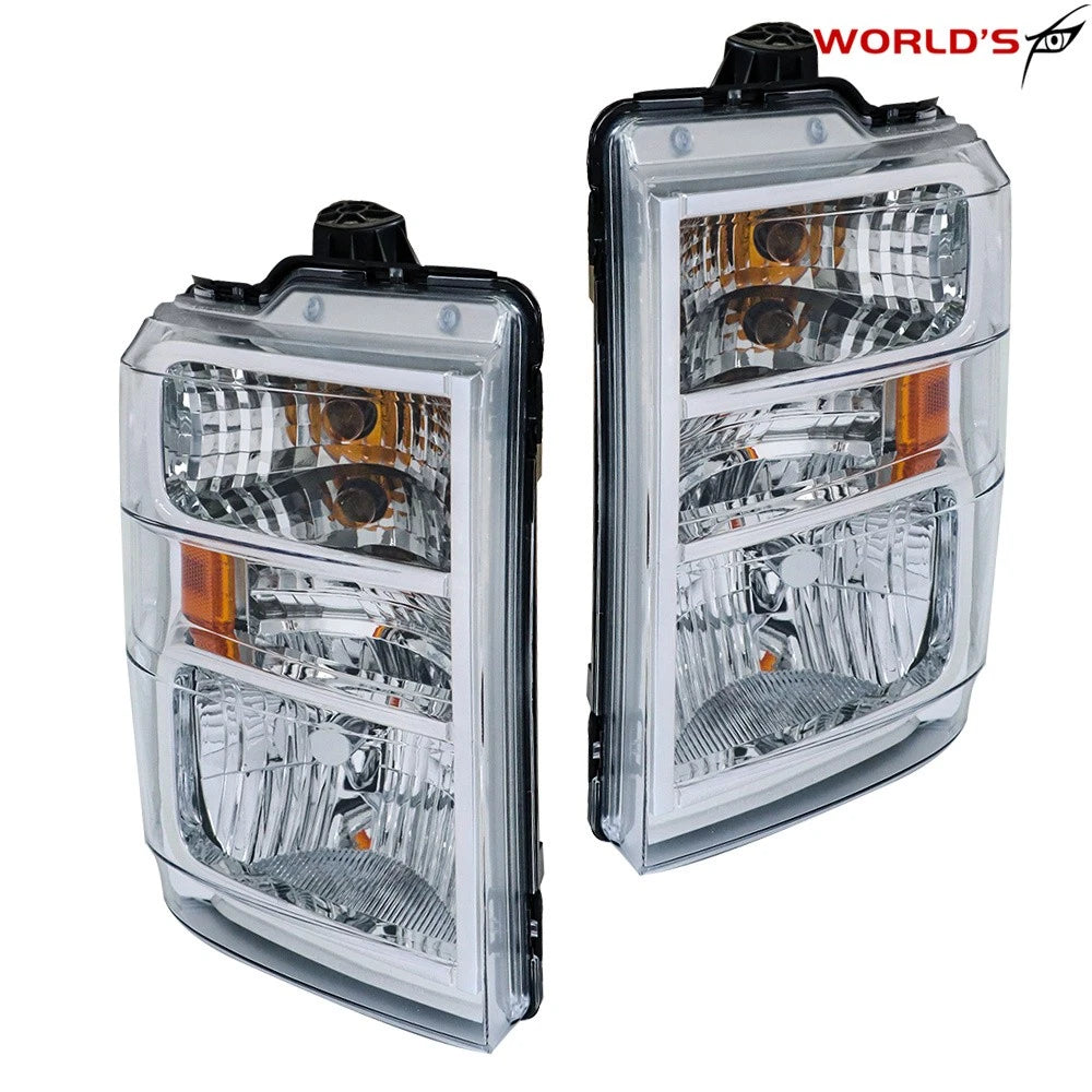 Pair of Halogen Headlights for Ford E150 E250 E350 E450 F650 (2008–2014)