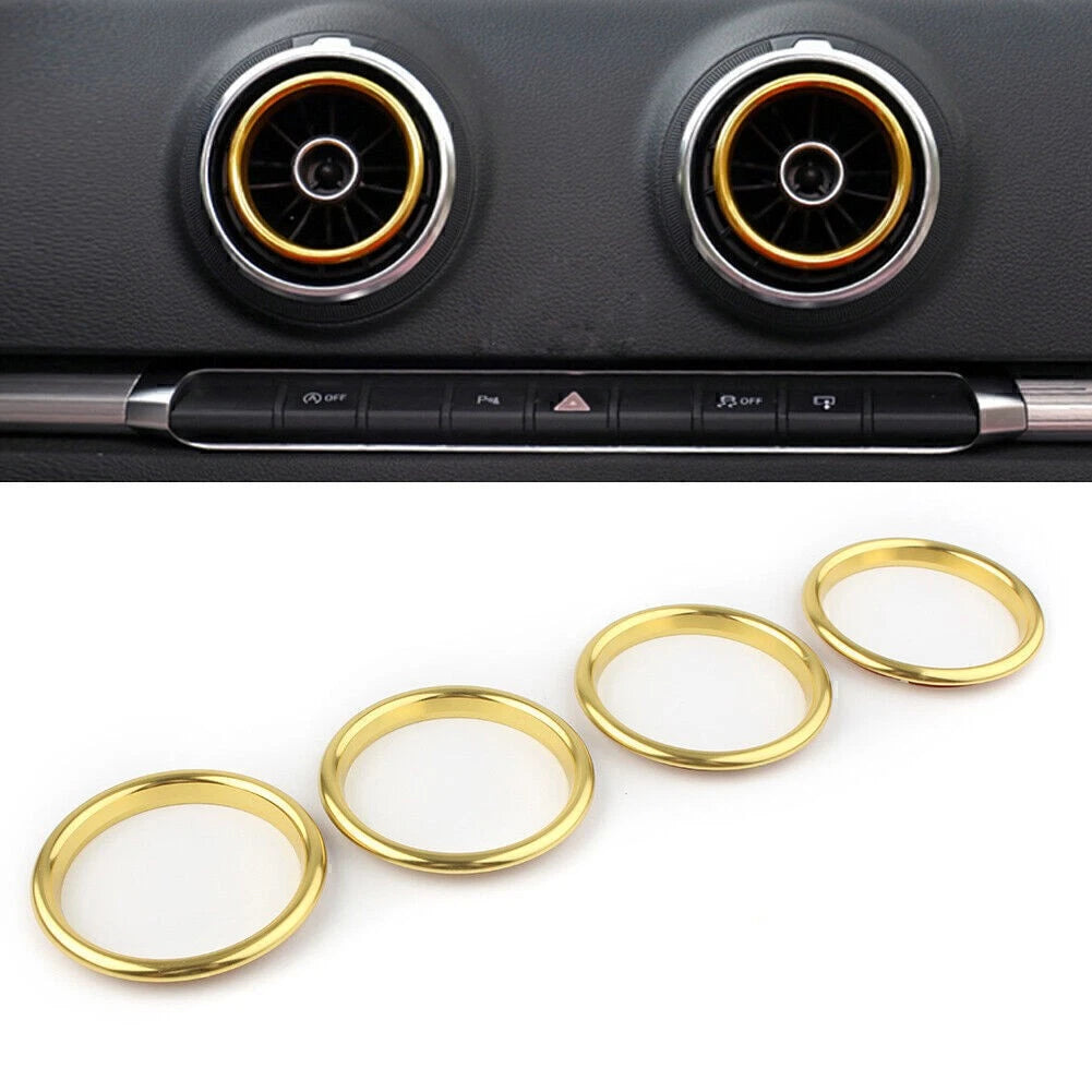 Set of 4 Air Vent Outlet Ring Covers for Audi A3 8V (2012–2019) Stainless Steel Yellow