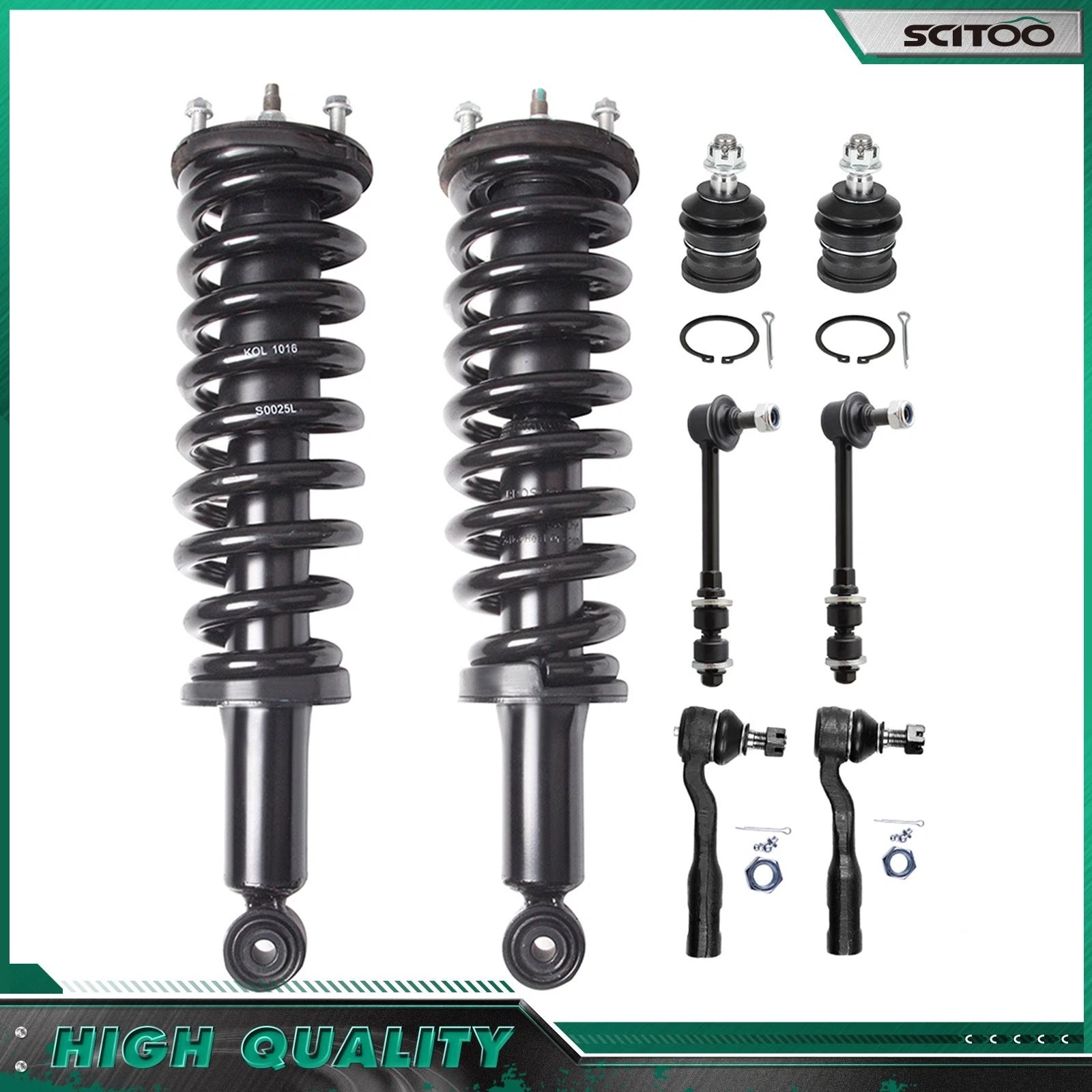 8pc Front Struts Sway Bars Outer Tie Rods for Toyota Tundra (2003–2006)