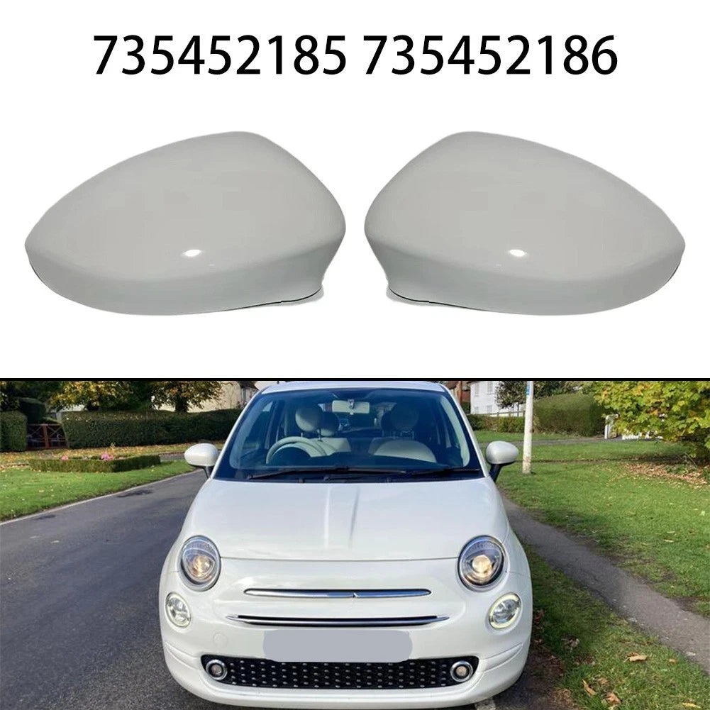 Mirror Cover for Fiat 500 (2007–2023) ABS White 22.5x10.5x11.5CM