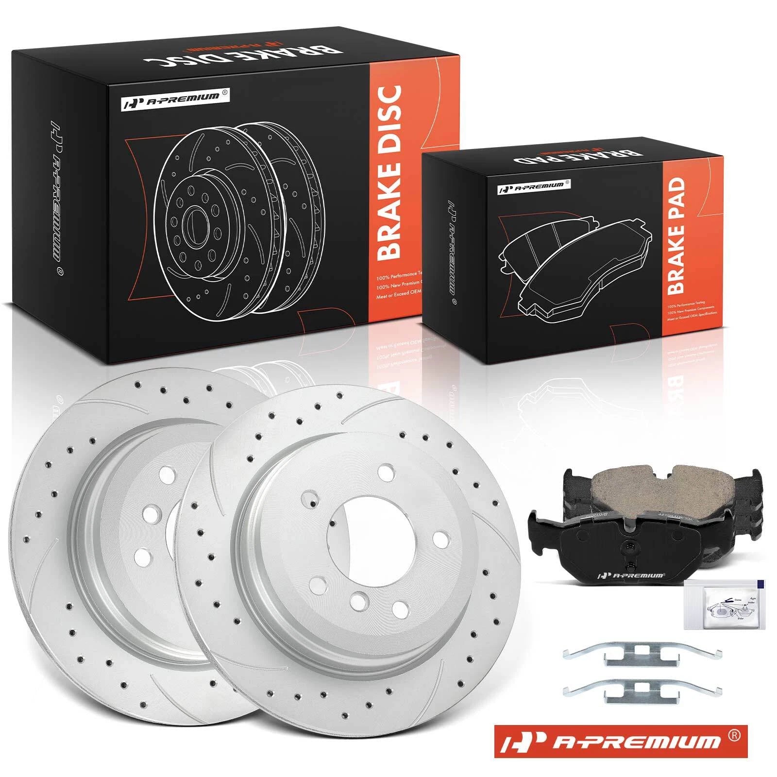 Drilled Brake Rotors & Pads for BMW 328i E90/E91/E92 (2007–2011)