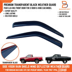Transparent Black Front Door Weather Shield Rain Guard for Nissan Navara D21