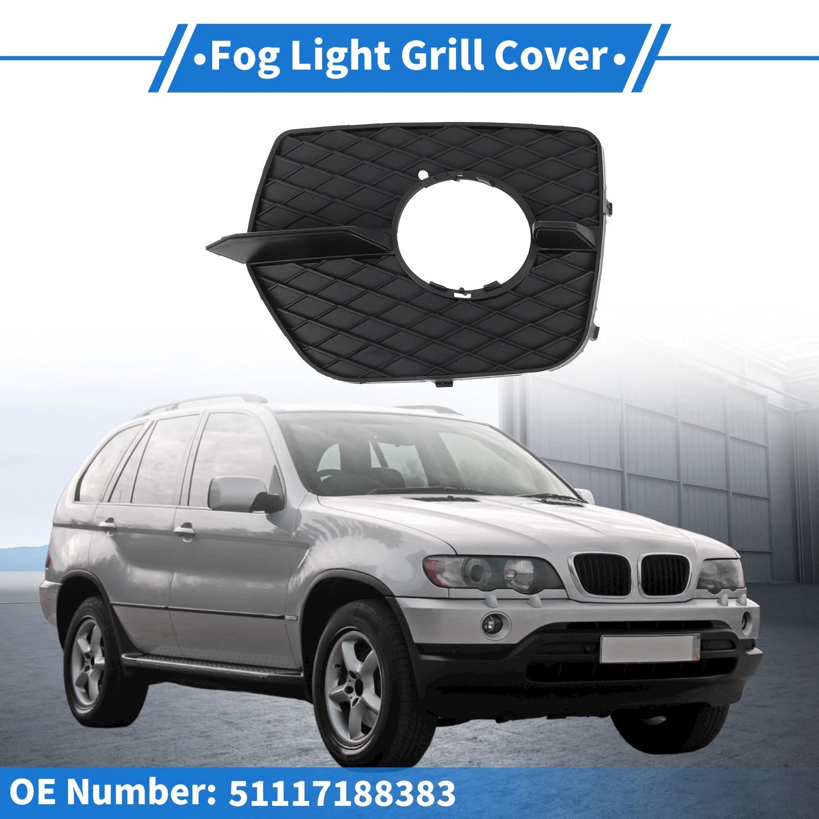 1 Pc Fog Light Grill for BMW X6 (2008–2014) No. 51117188383 Black