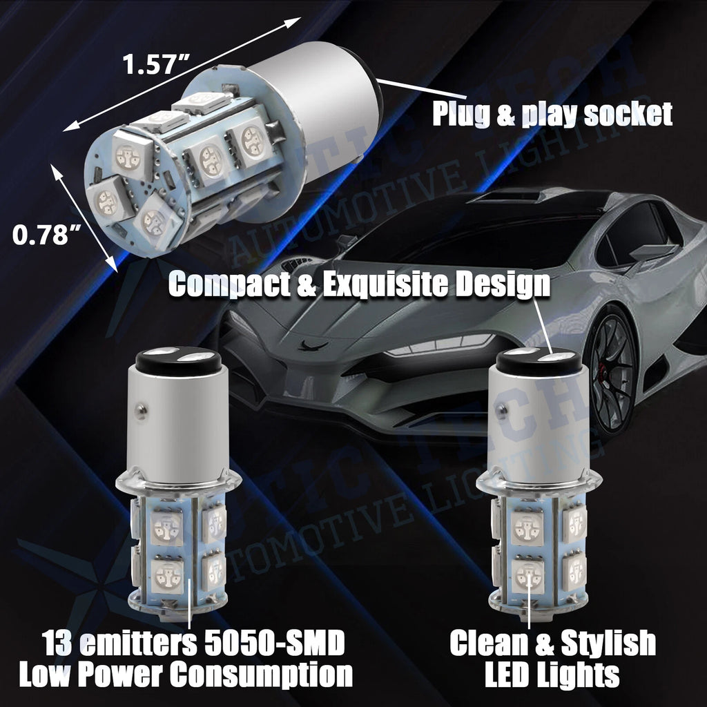 Ultra Red BAY15D 13-SMD LED Tail Brake Stop Light Bulbs for 2014-2015