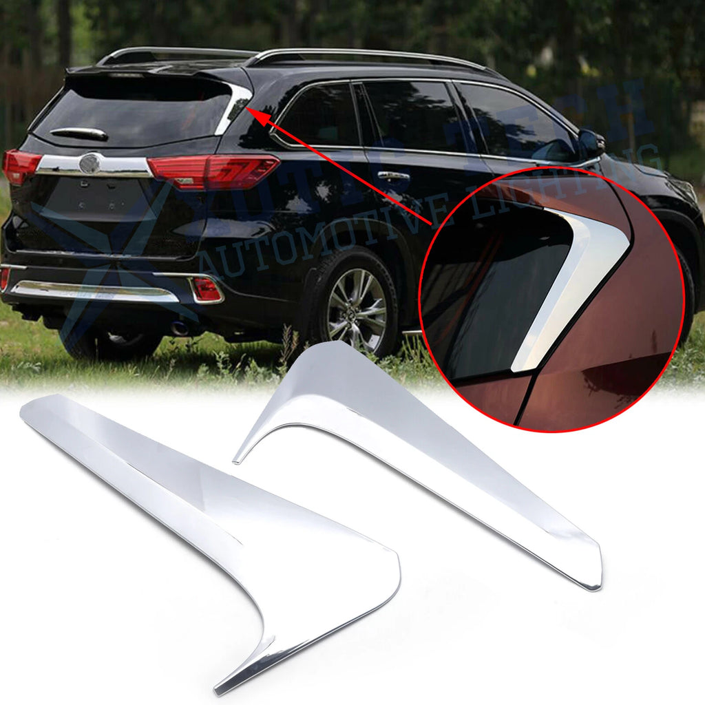 Chrome Rear Window Side Spoiler Wing Cover Trims for Toyota Highlander (2014–2019)