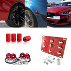 Red Tow License Plate + Air Valve Cap + Release Fastener for Jaguar XF (2009–2020)