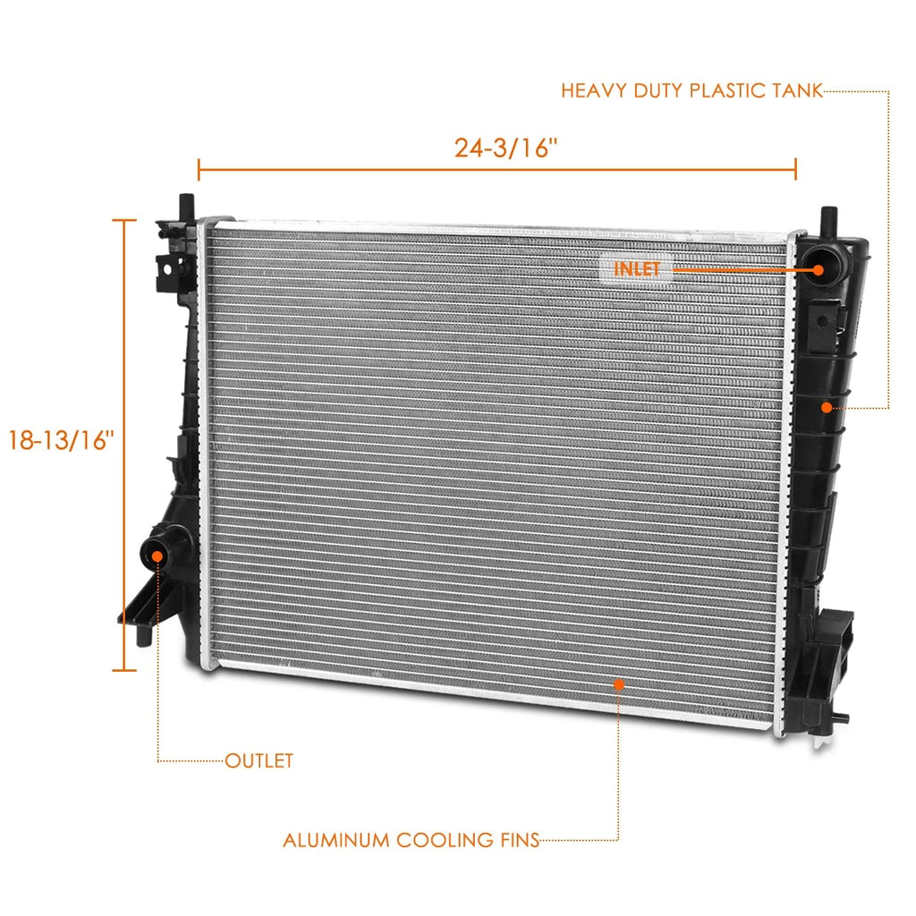 2X Aluminum Core 2-Row Radiator for Ford Mustang 5.0L (2012–2014) DPI-13483