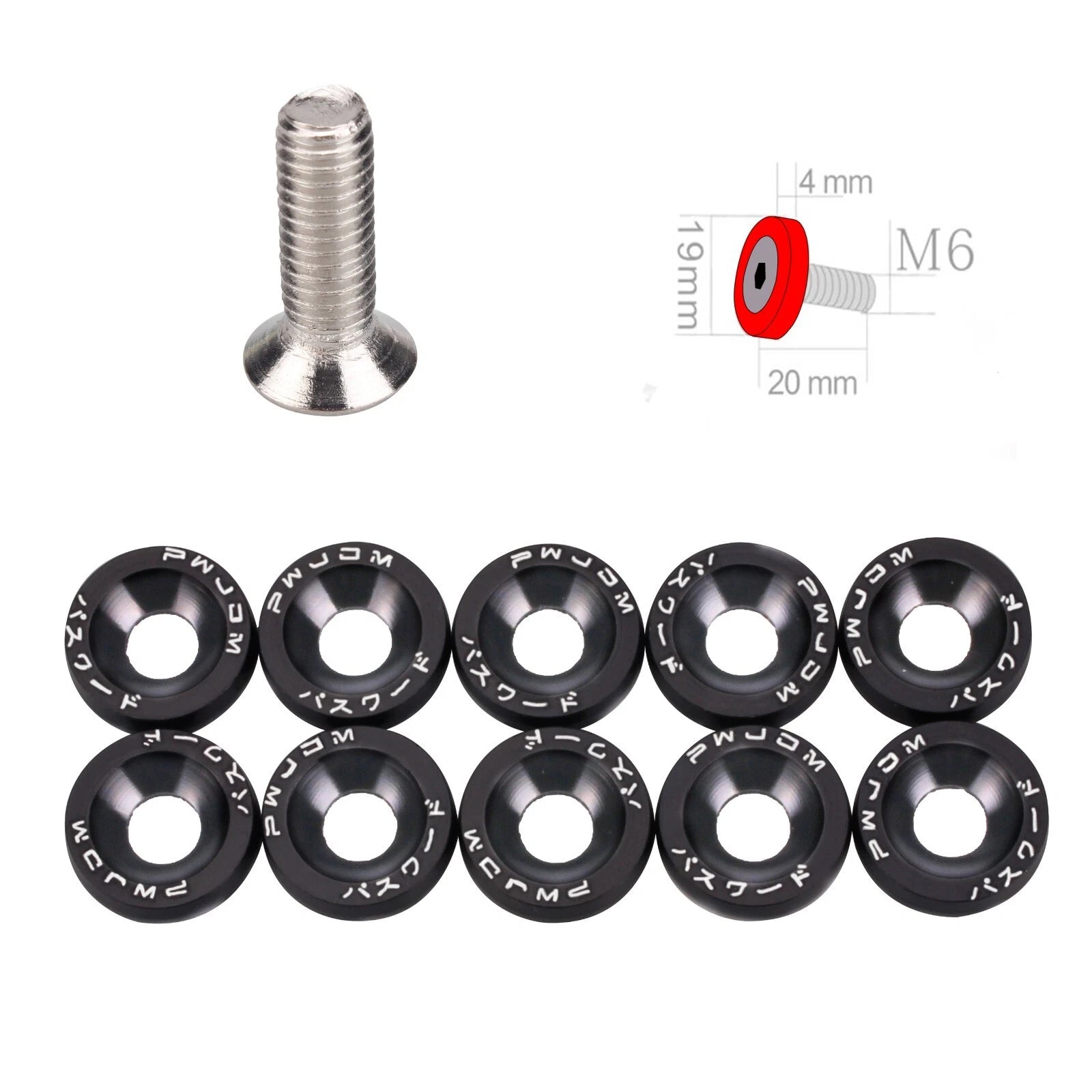 50Pcs Billet Aluminum Fender Bumper Washer Kit for JDM Vehicles