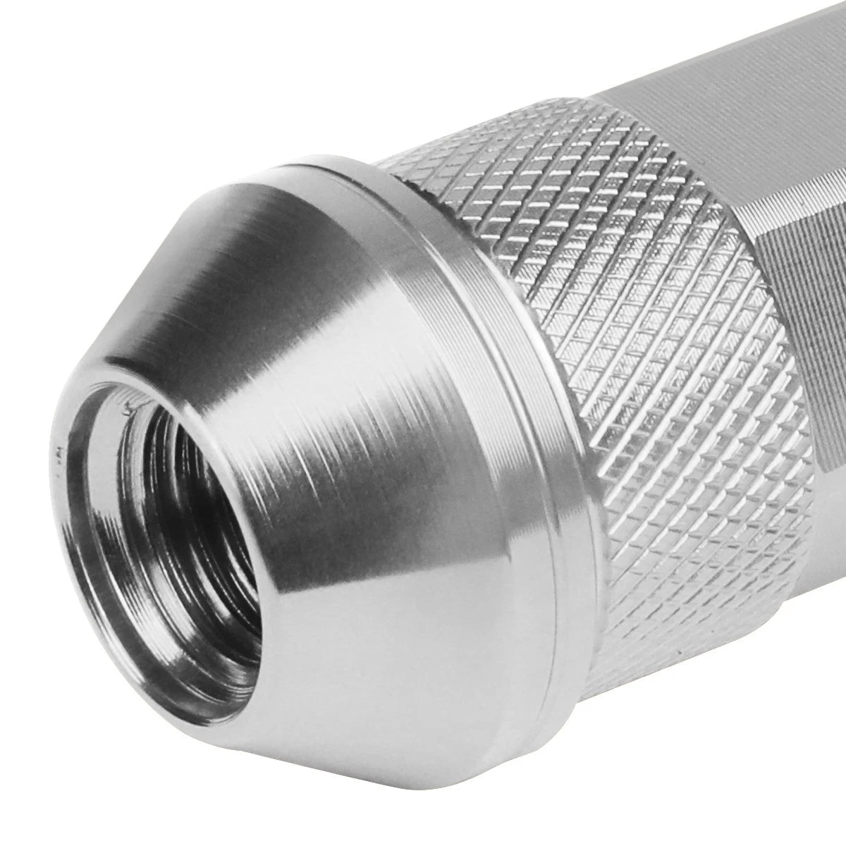 Set of 20 J2 7075 Forged Aluminum M12 x 1.5 Open-End Lug Nuts w/Key Silver