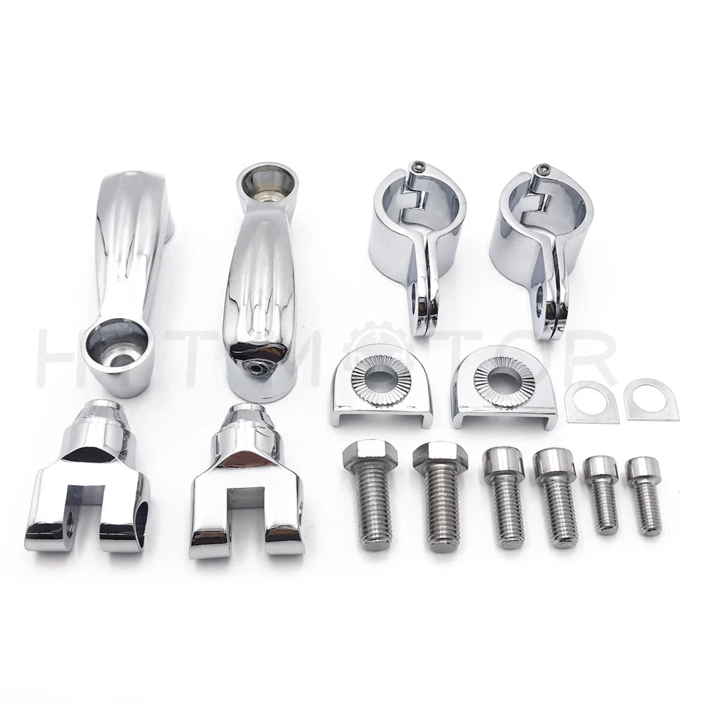 Chrome 360 Adjustable Highway FootPeg Mounting Kit for Harley (1.5")