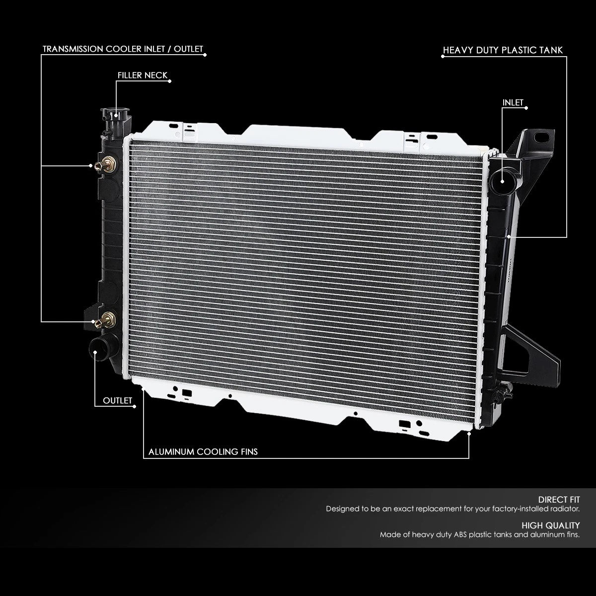 Aluminum Radiator for Ford Bronco/F150/F250/F350 (1985–1997) DPI 1451