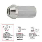20Pc M12X1.25 Silver JDM Closed End Cone Hex Wheel Lug Nuts + Extension 25mmx50mm