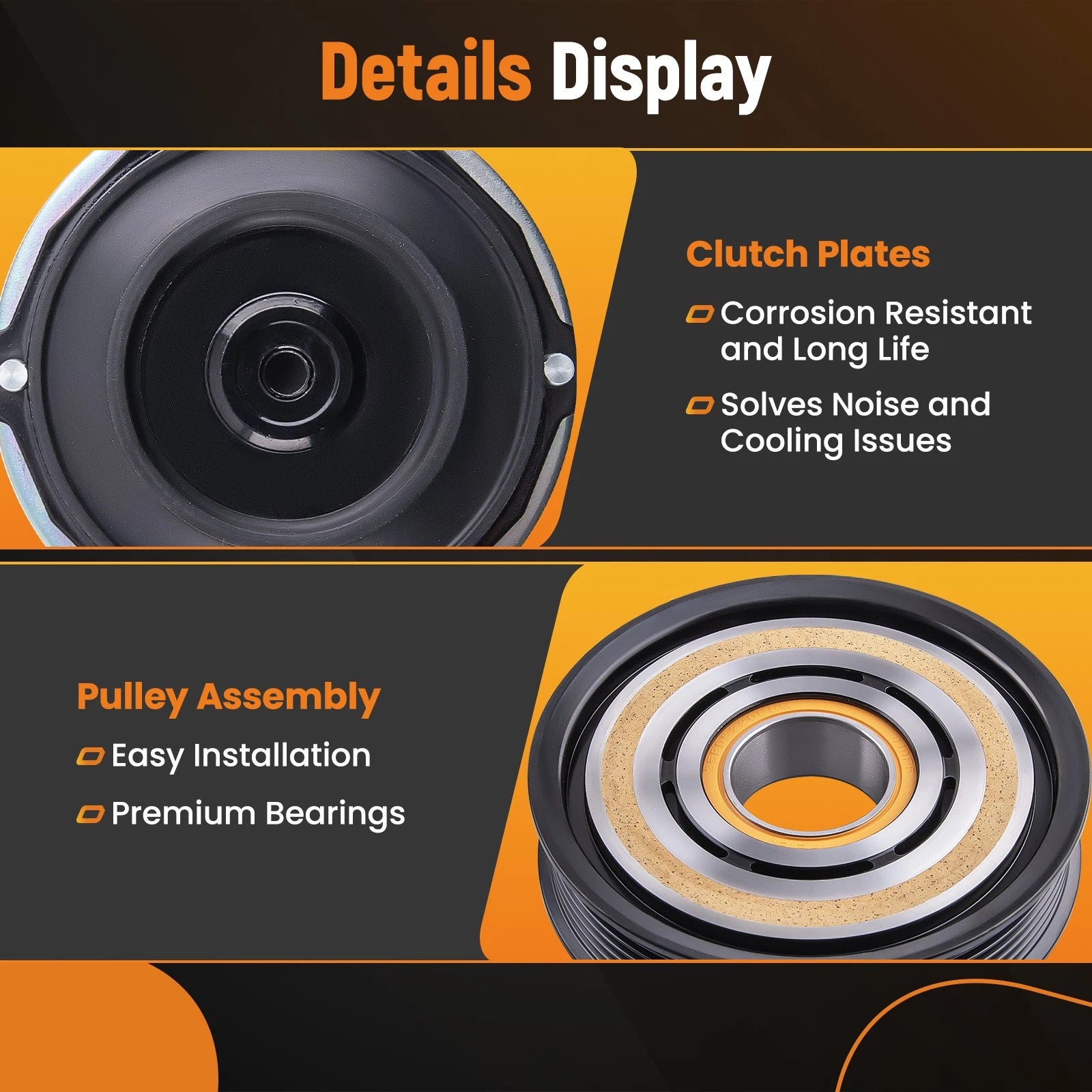 A/C Compressor Clutch Kit Pulley Coil for RAM 1500 5.7L (2014–2019) 68232388AC