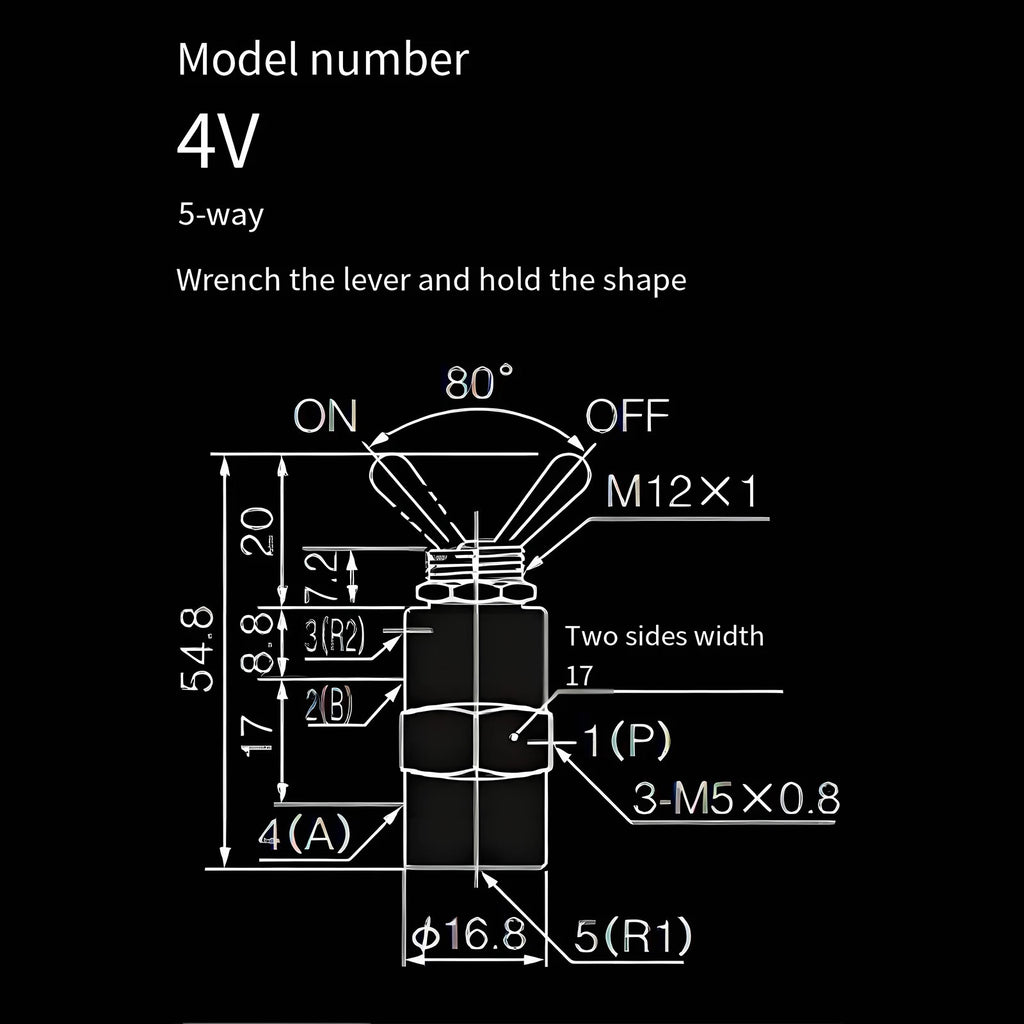 High Pressure Pneumatic Valve TAC4V 2 Position 5 Way with 6mm Fittings