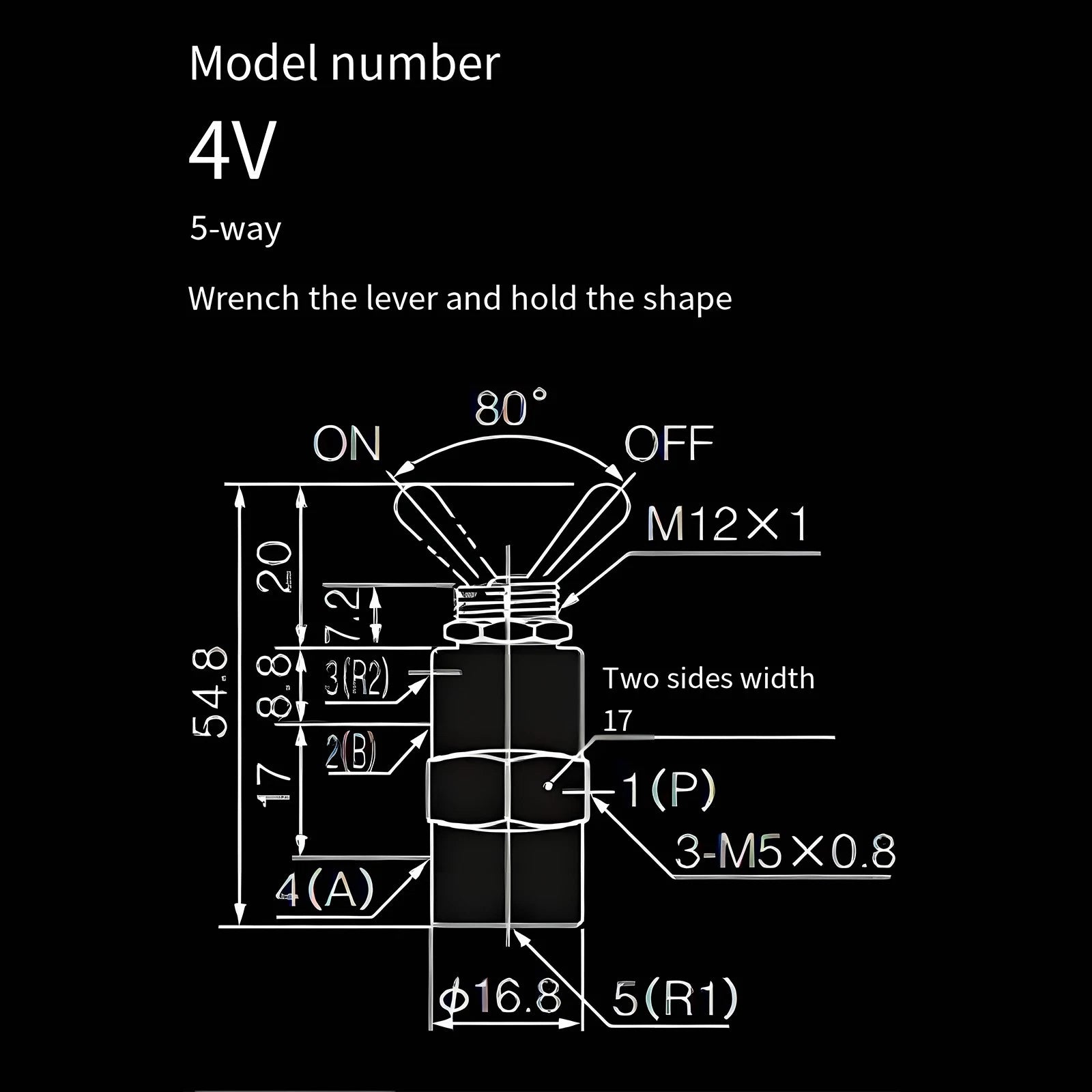 High Pressure Pneumatic Valve TAC4V 2 Position 5 Way with 6mm Fittings