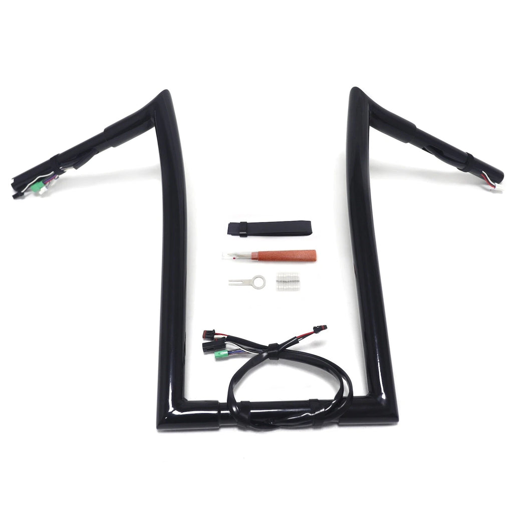 14" Prewired Meat-hook Ape Hanger Handlebar for Harley Road King FLHR FLHRC (2014–2015)