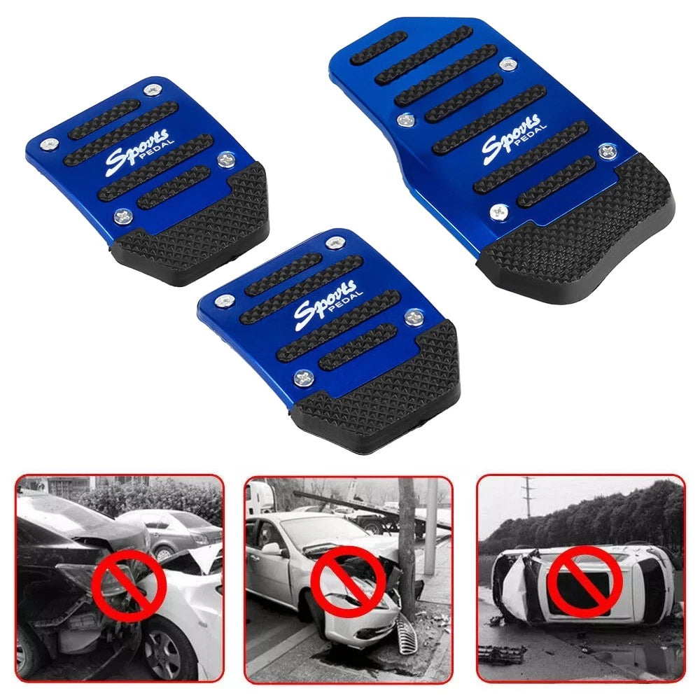 Set of 3 Blue Non-Slip Manual Transmission Brake Pedal Pads Universal