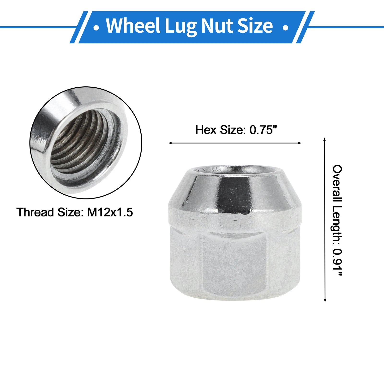 Set of 5 M12x1.5 Wheel Lug Nuts for Buick Allure (2005–2008) No. 9594681/22526184