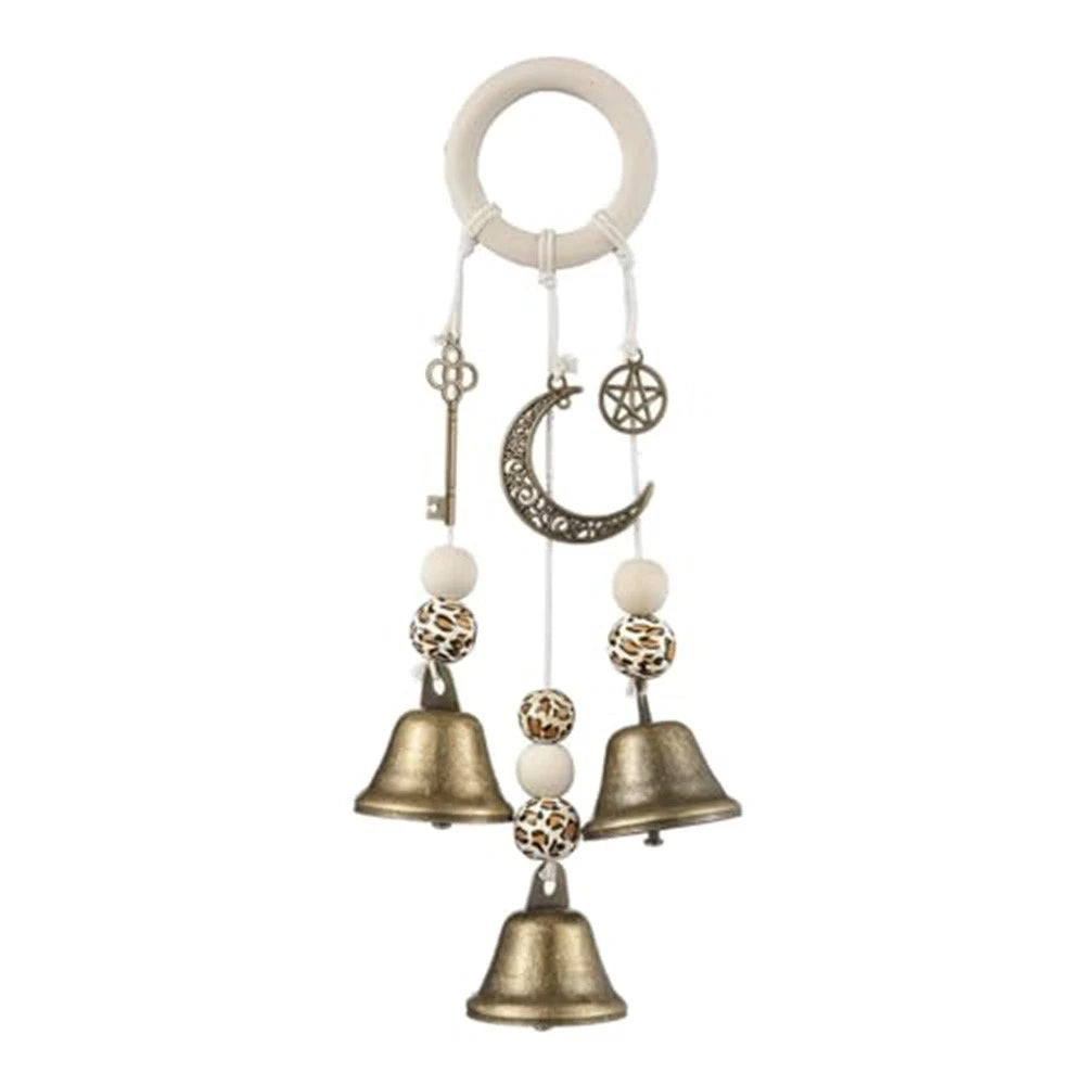 Rattan Witch Bell Wind Chime with Brass Finish for Bohemian Decor