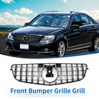 Front Upper Bumper Grille for Mercedes-Benz C200 (2015-2020) Black Chrome