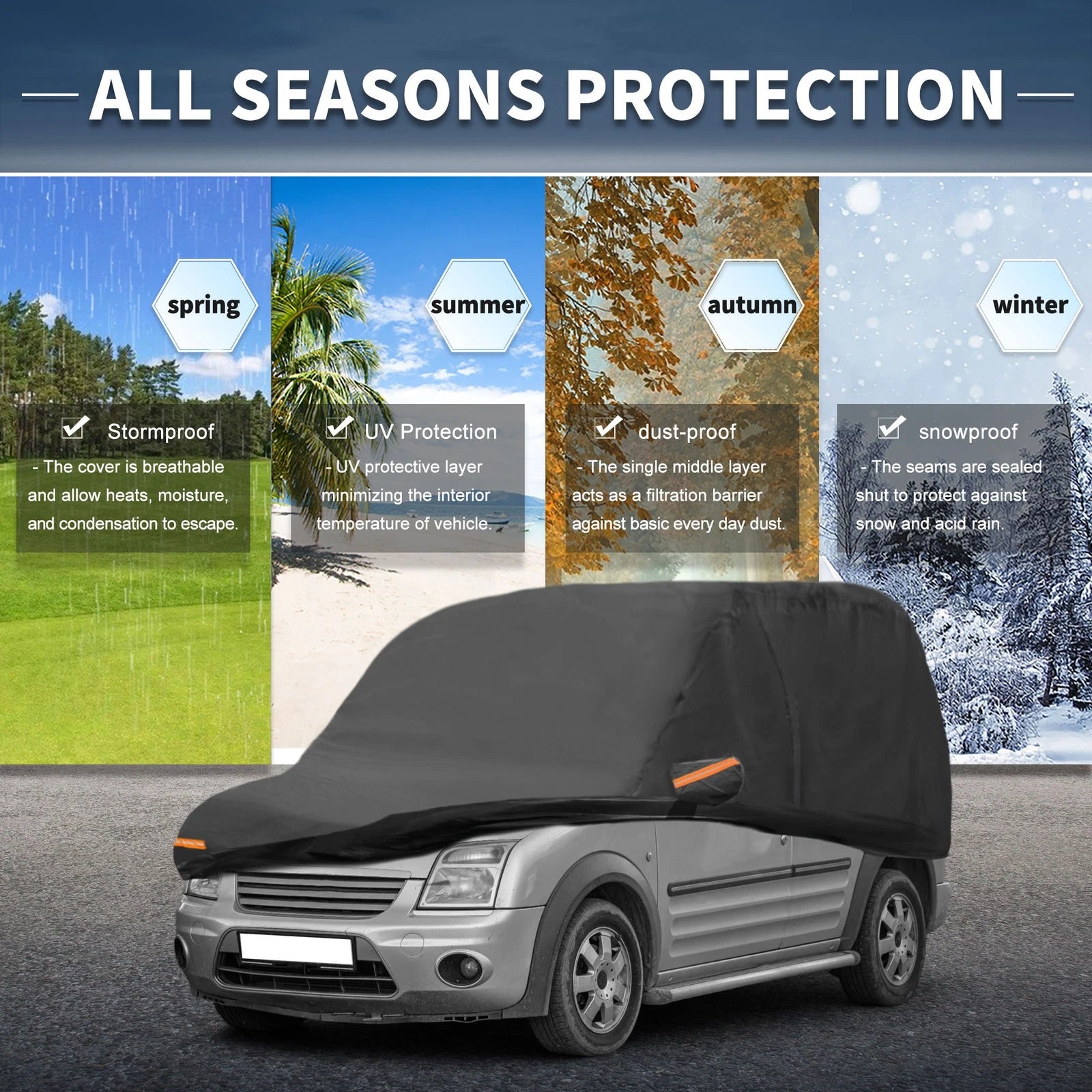 Waterproof Aluminum Film Car Cover for Ford Transit Connect (2010–2023)