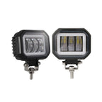 2X 4-Inch Square LED Work Light Bar for Motorcycle (12V–24V)