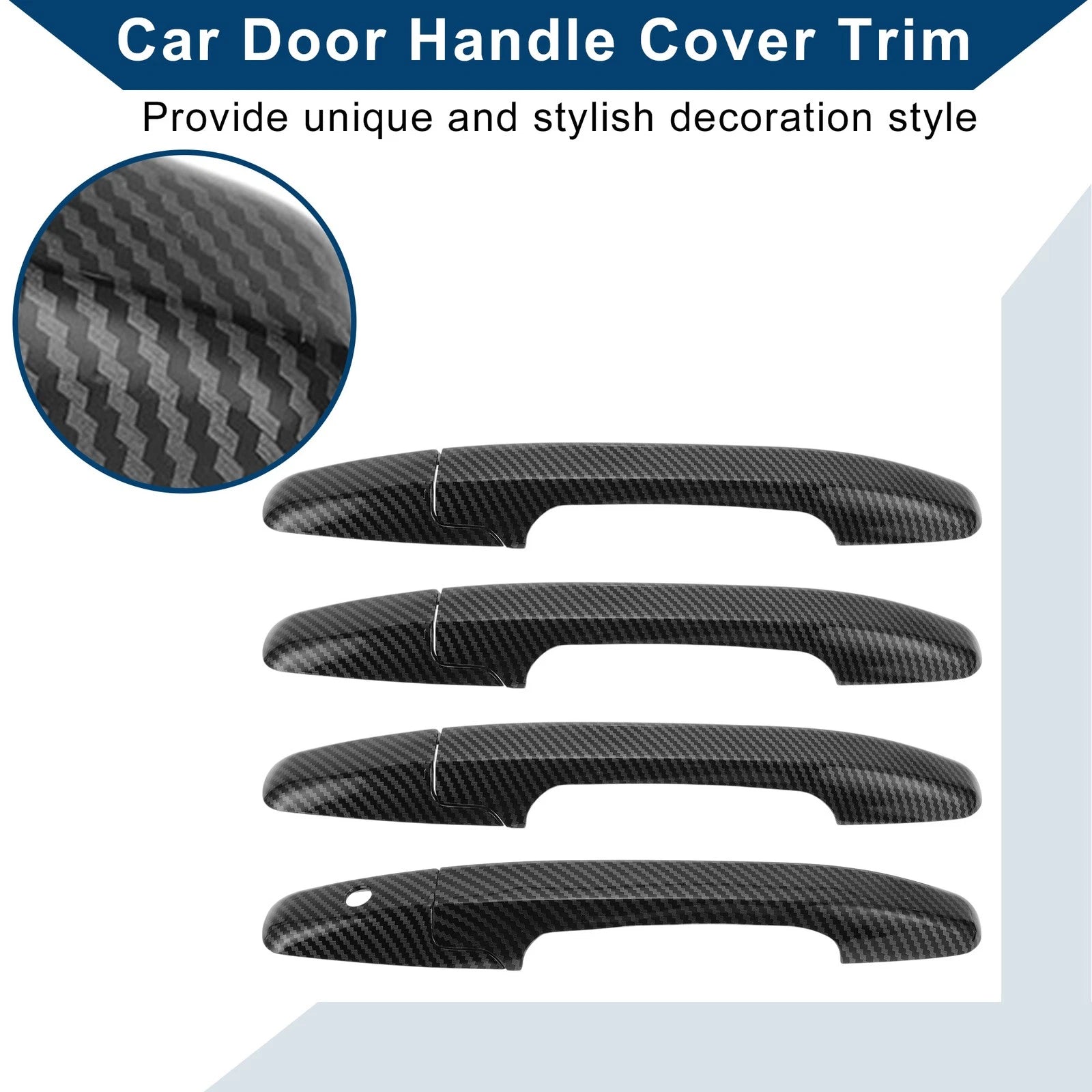 Car Door Handle Cover Trim for Honda Civic (2006–2011) Carbon Fiber Black