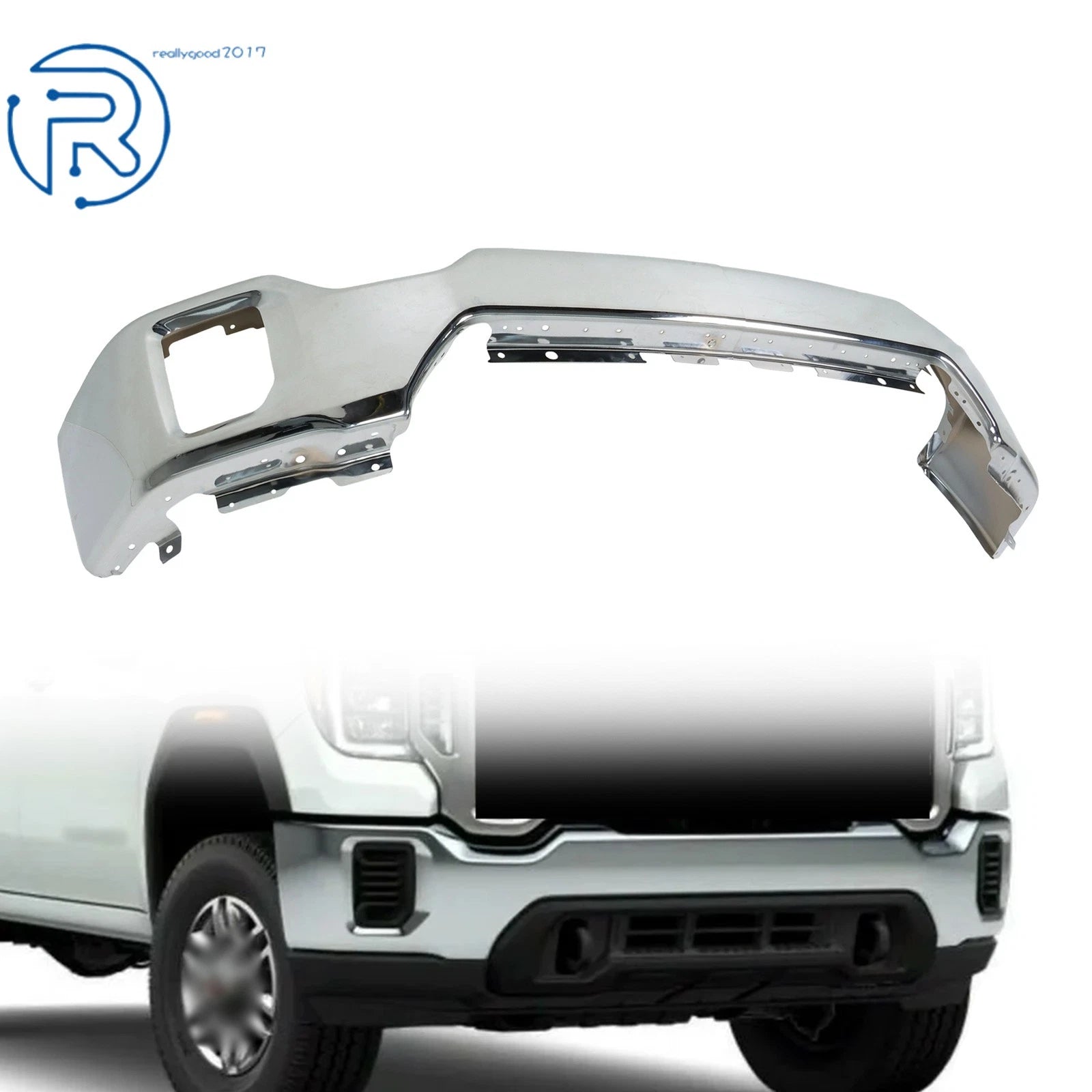 Steel Chrome Split Style Front Bumper for GMC Sierra 2500 HD 3500 HD (2020–2023)