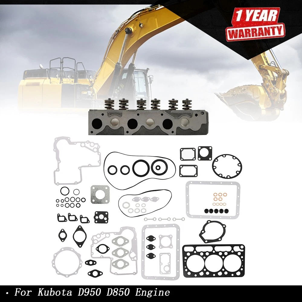 Complete Cylinder Head with Valves & Gasket Set for Kubota D950 D850