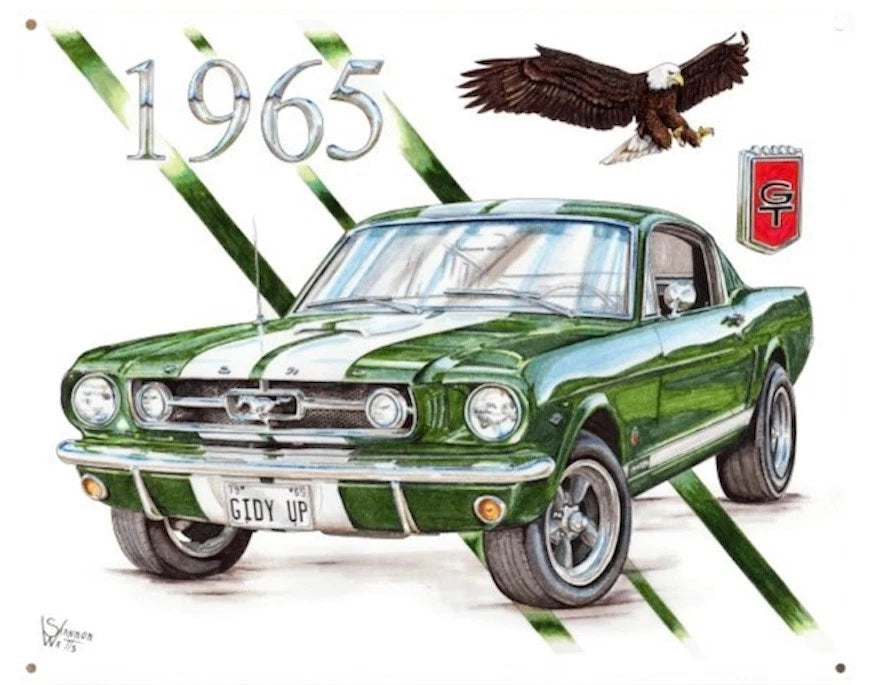 Vintage Metal Sign Wall Art for 1965 Mustang GT (1965)