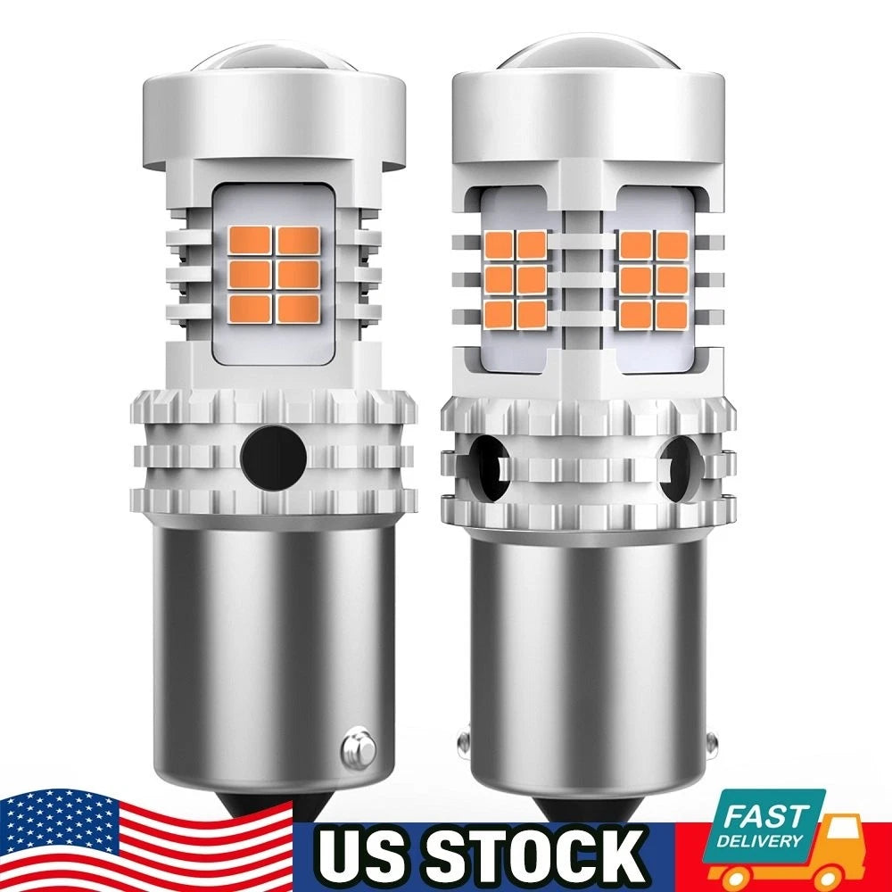 2X BAU15S 7507 PY21W Amber LED Turn Signal Light Bulb for CANBUS
