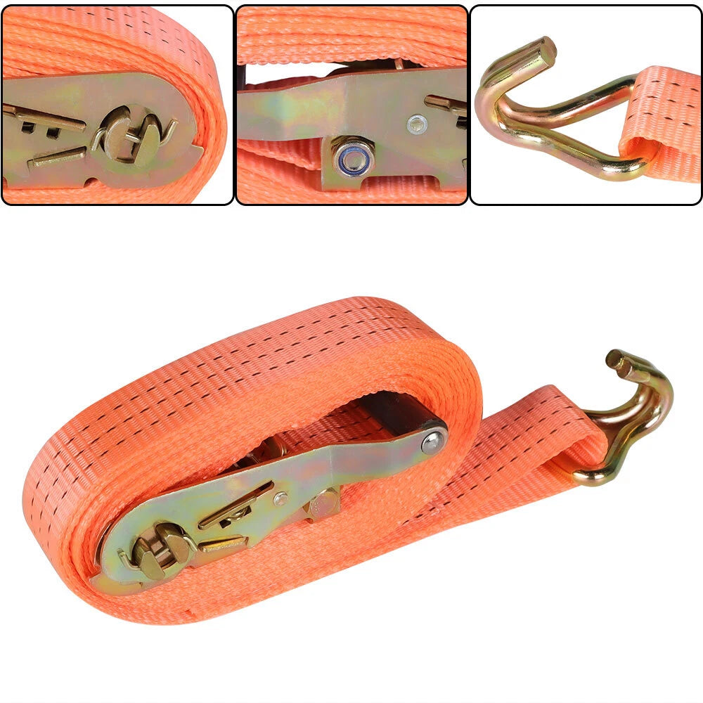 Set of 4 Heavy Duty Ratchet Straps for Tie Downs (20 Ft, 4000 lbs)