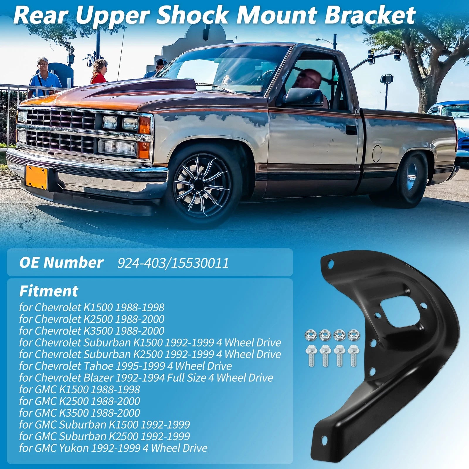 Rear Left Upper Shock Mount Bracket for Chevrolet K1500 K2500 K3500 (1994–2000)