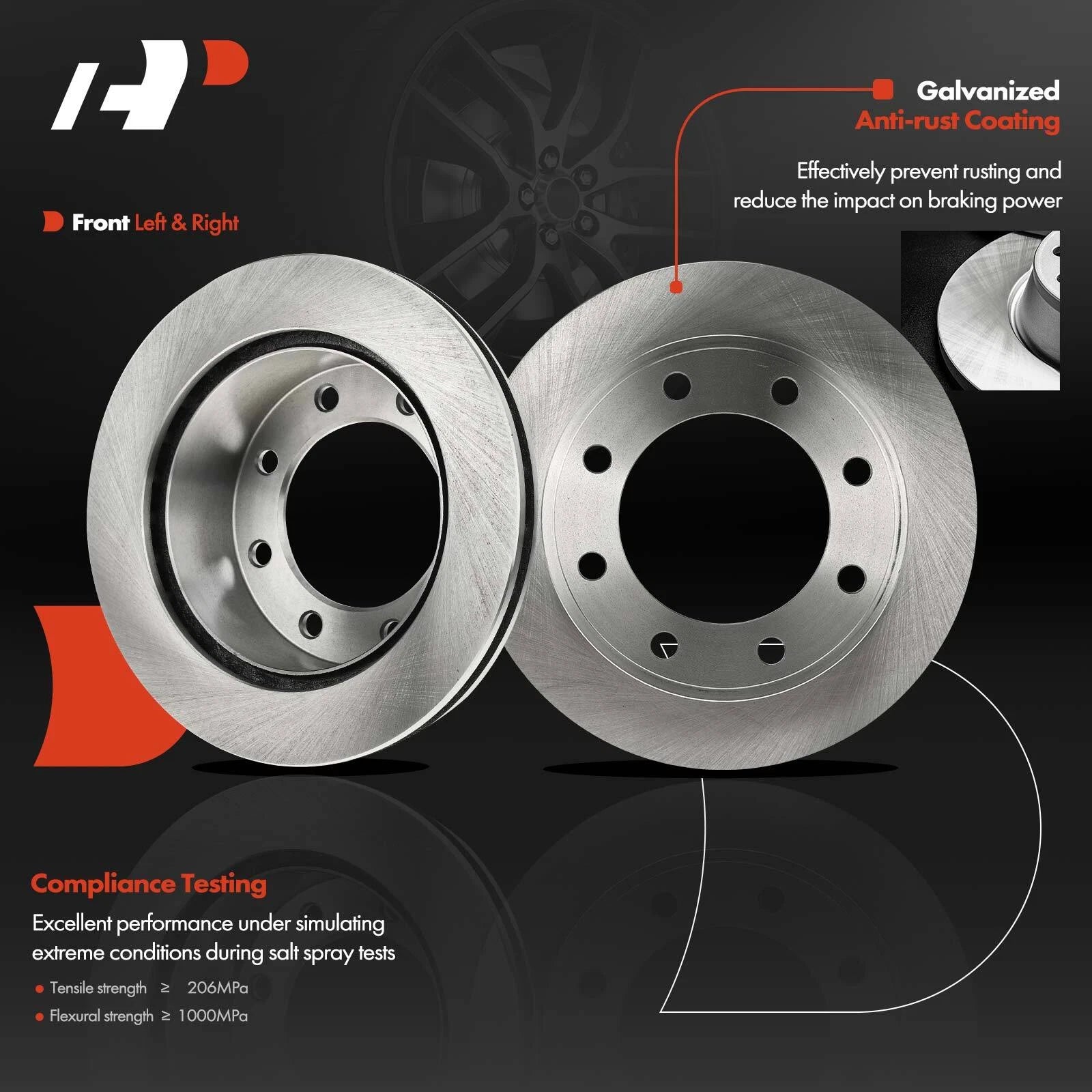 Set of 2 Front & Rear Disc Brake Rotors for Ford F-250 F-350 (1999–2023)