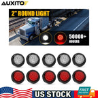 10pcs 2" Red White 9 LED Round Trailer Marker Light for Truck RV