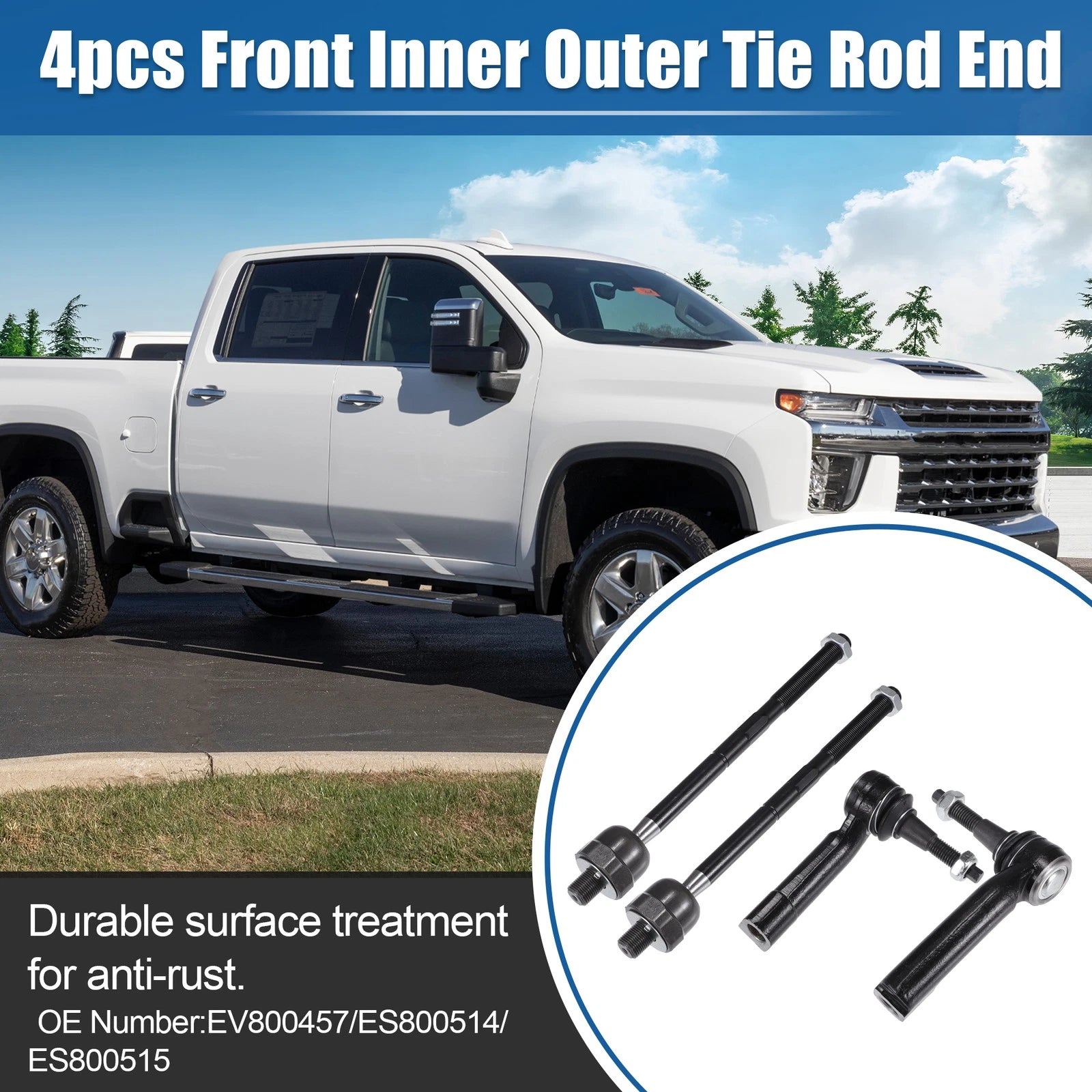 Set of 4 Front Lower Upper Tie Rod End Links for Lincoln Navigator (No.EV800457)