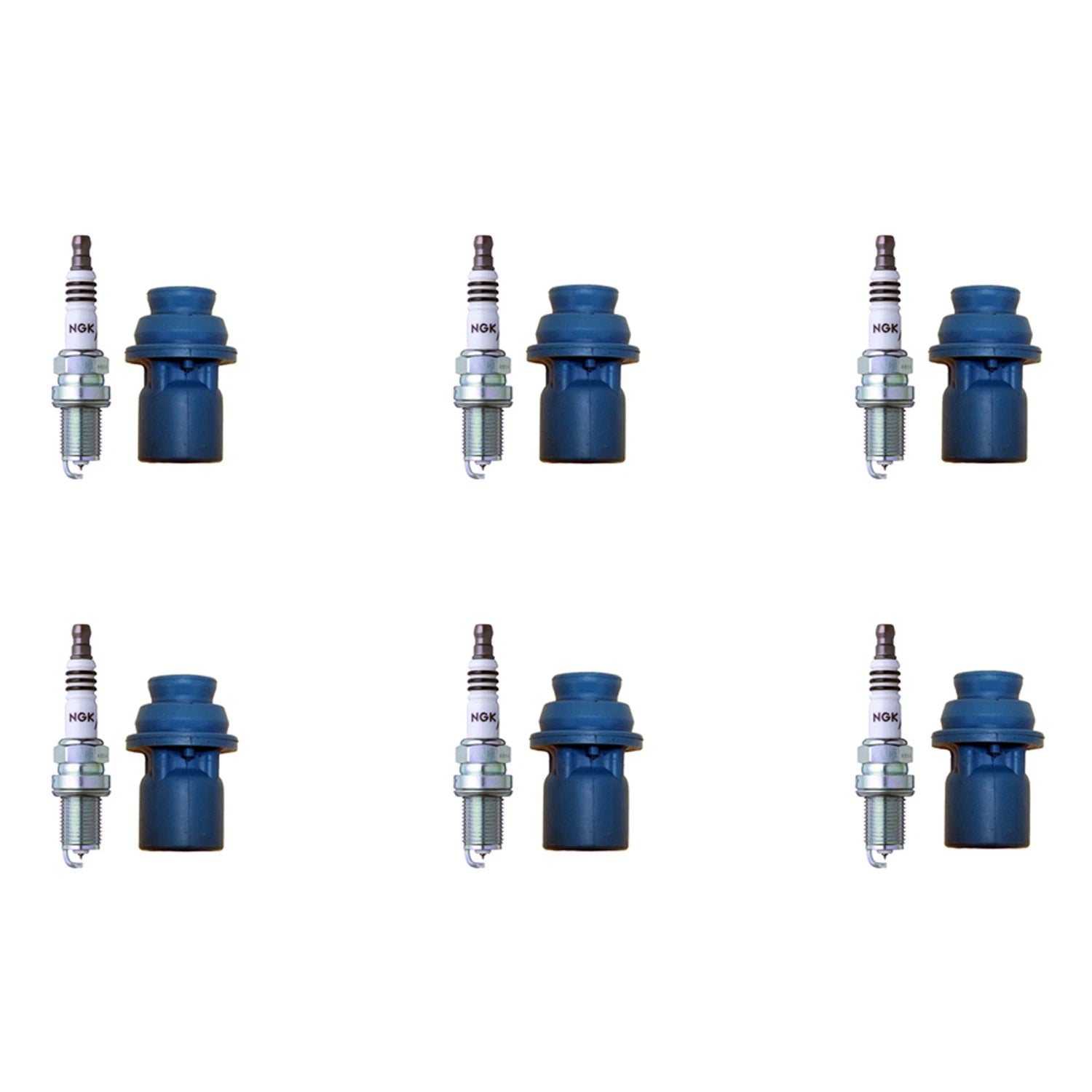 Set of 6 NGK Iridium IX Spark Plugs & Coil Boots for Toyota Supra (1986–1992)