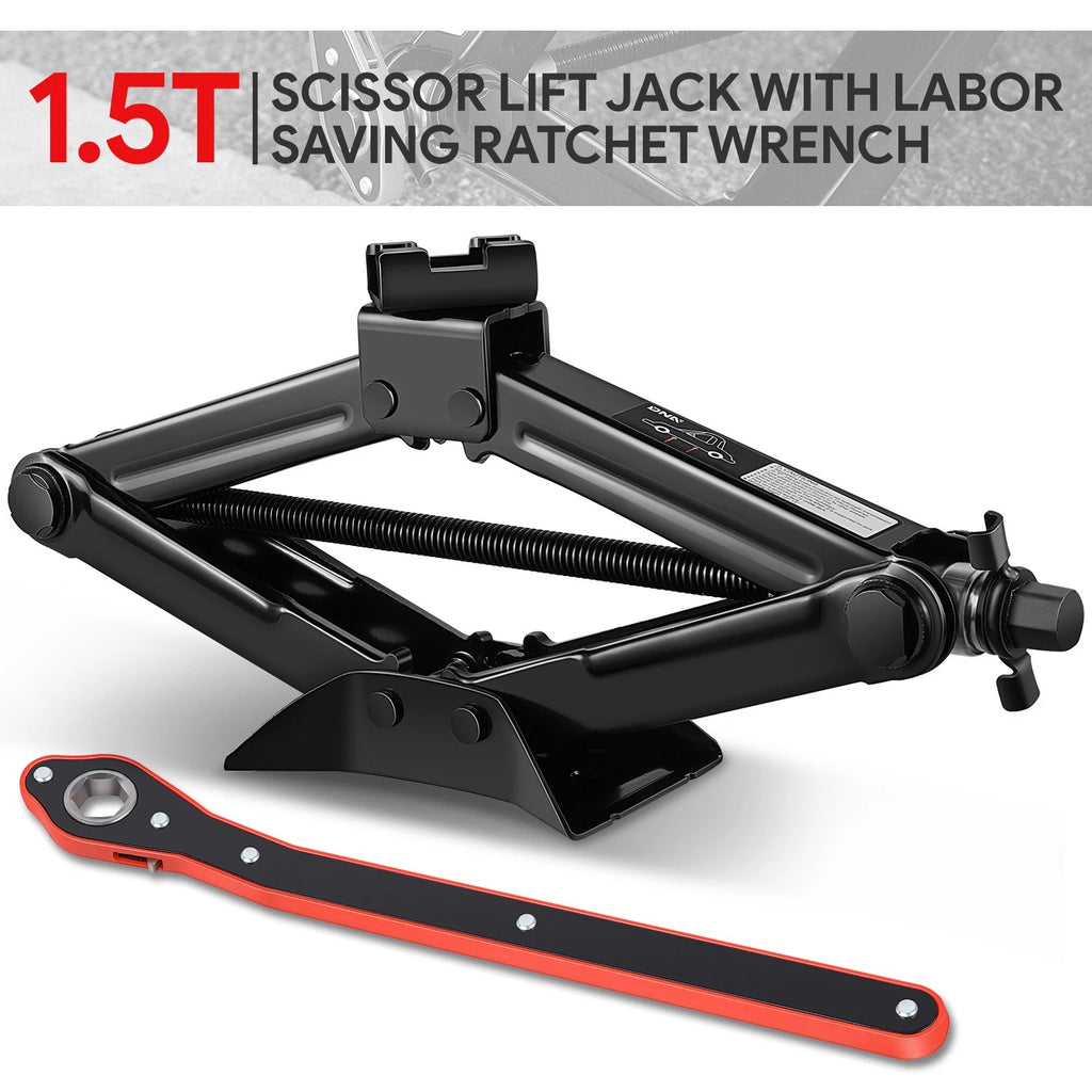 3306lbs Scissor Lift Jack with Ratchet Wrench for MPV SUV Wagon