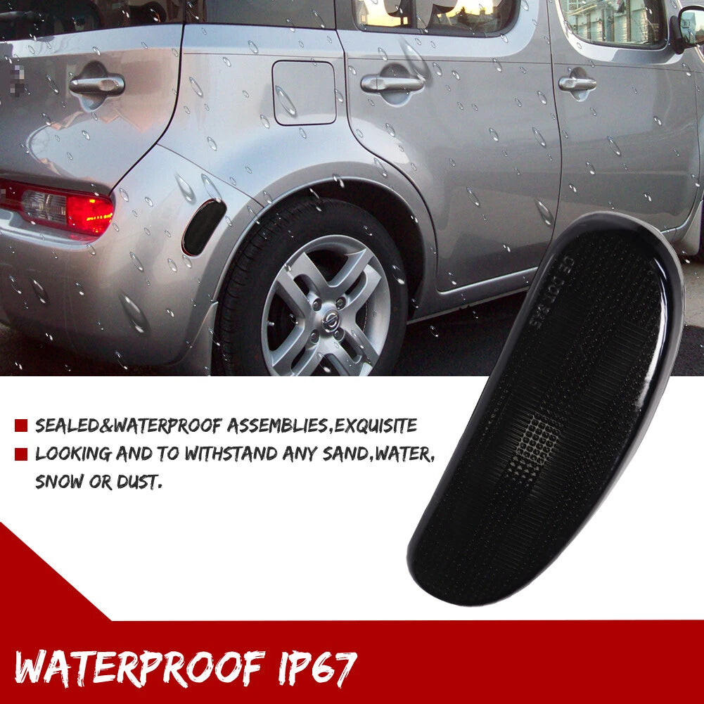 Smoked Lens Rear Bumper Side Marker Light Covers for Nissan Cube (2009–2014)