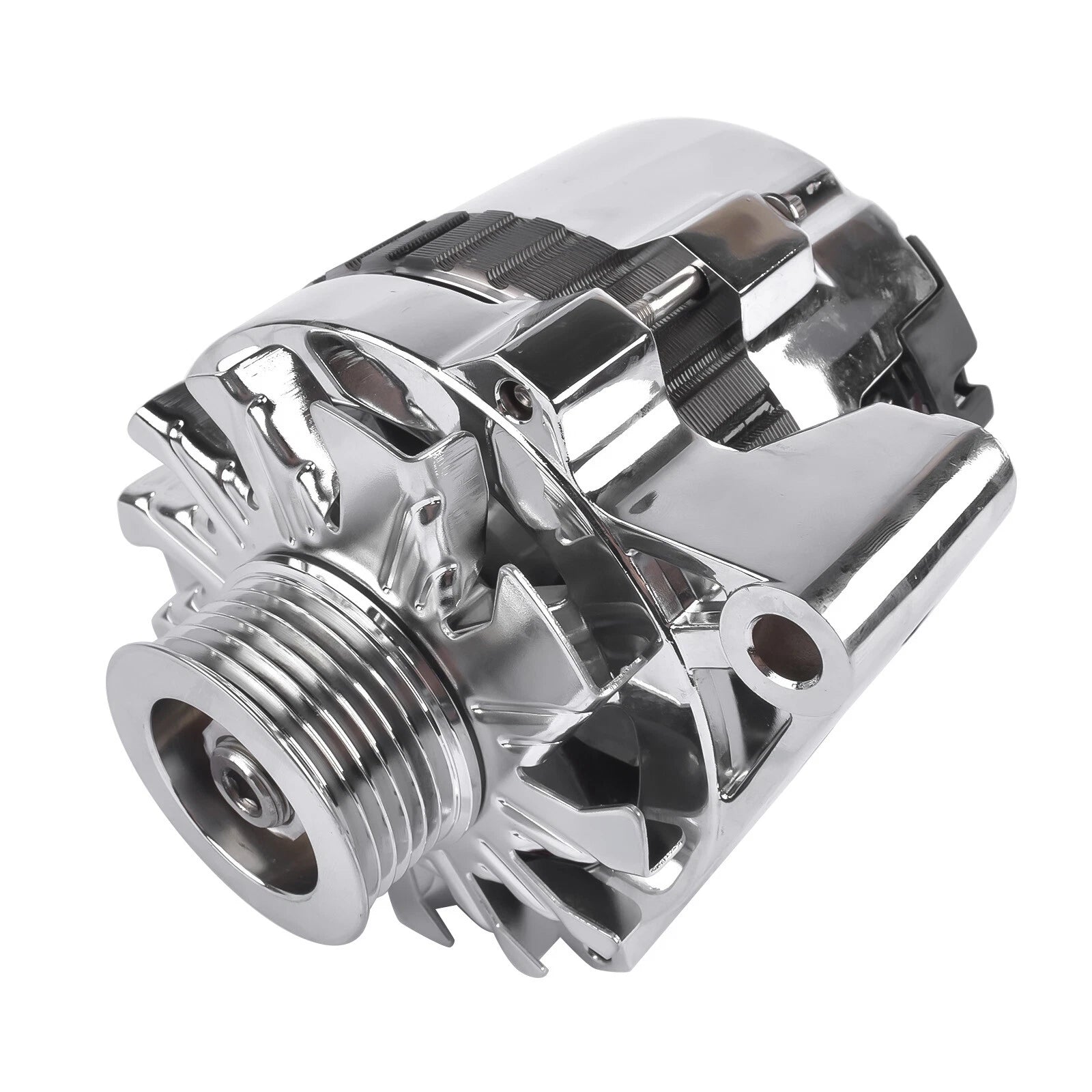Chrome CS130 Alternator w/ Serpentine Pulley for Chevy Small Block V8