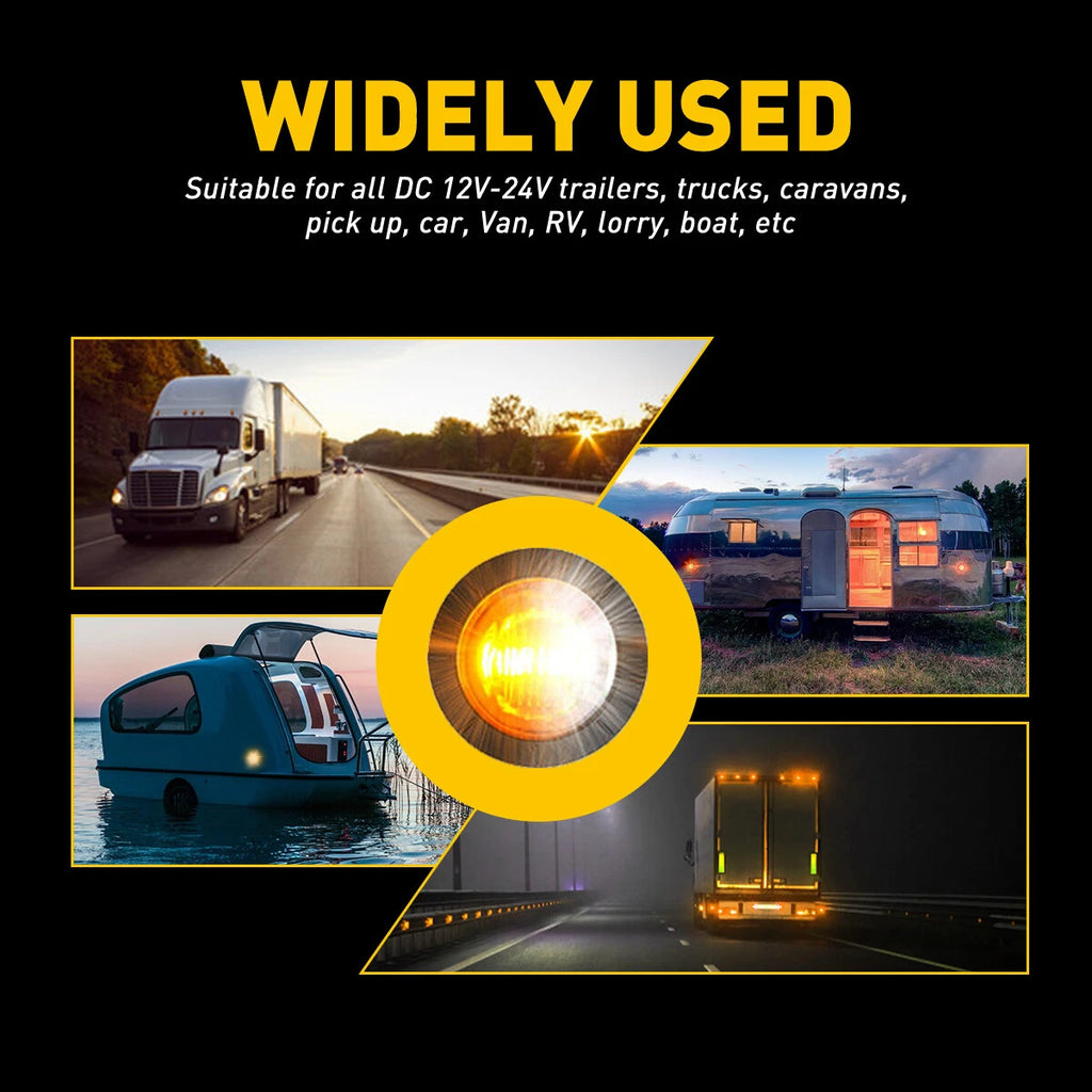 20pcs Dual Color LED Side Marker Lights for Truck Trailer (3/4 inch)