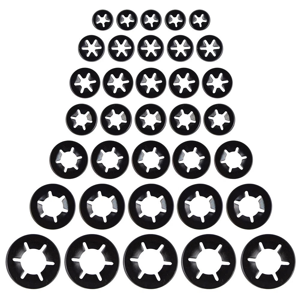 Set of 260 Starlock Push On Fasteners Locking Washers Clips